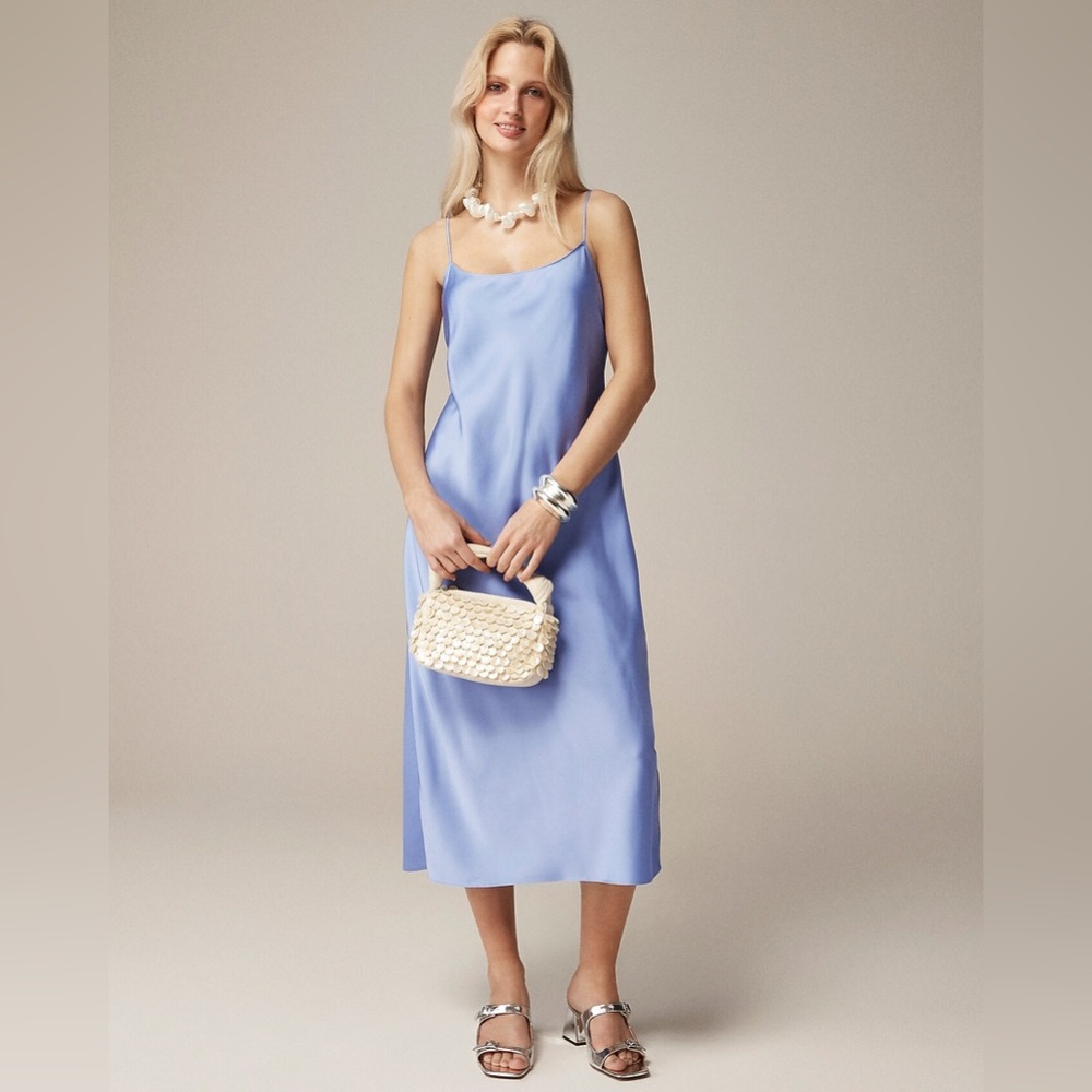 J. Crew Gwyneth slip dress in luster charmeuse - French blue